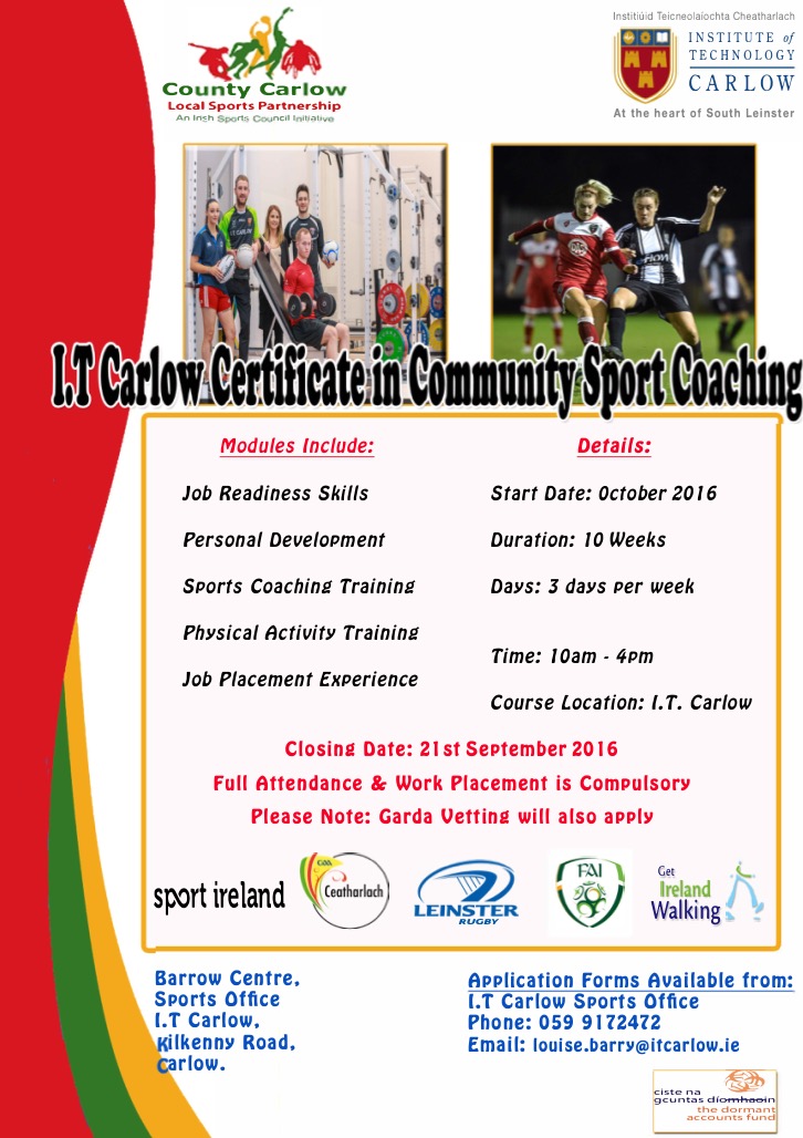 community sports coaching course in it carlow
