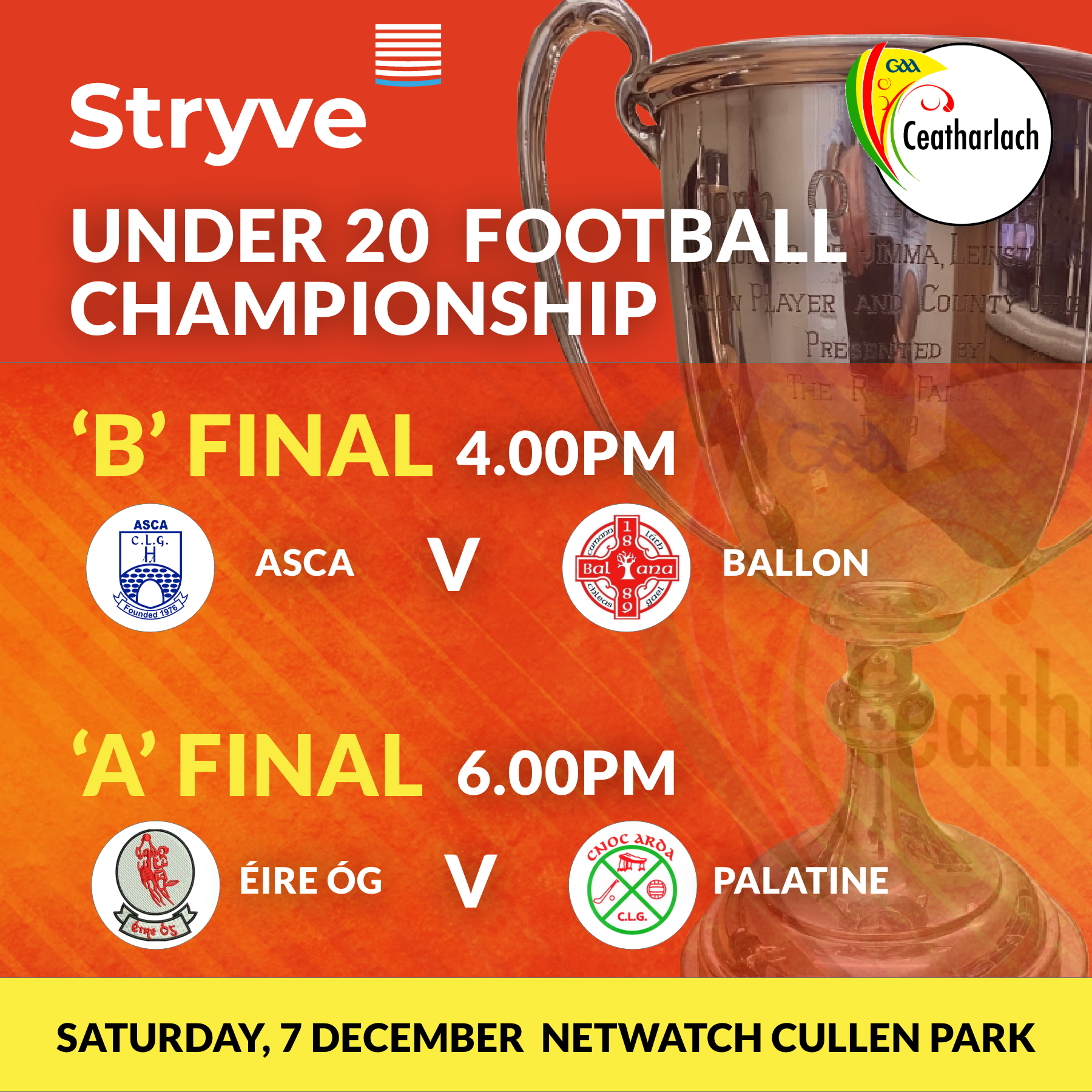 Stryve Under 20 Football Championship Finals Saturday, 7 December