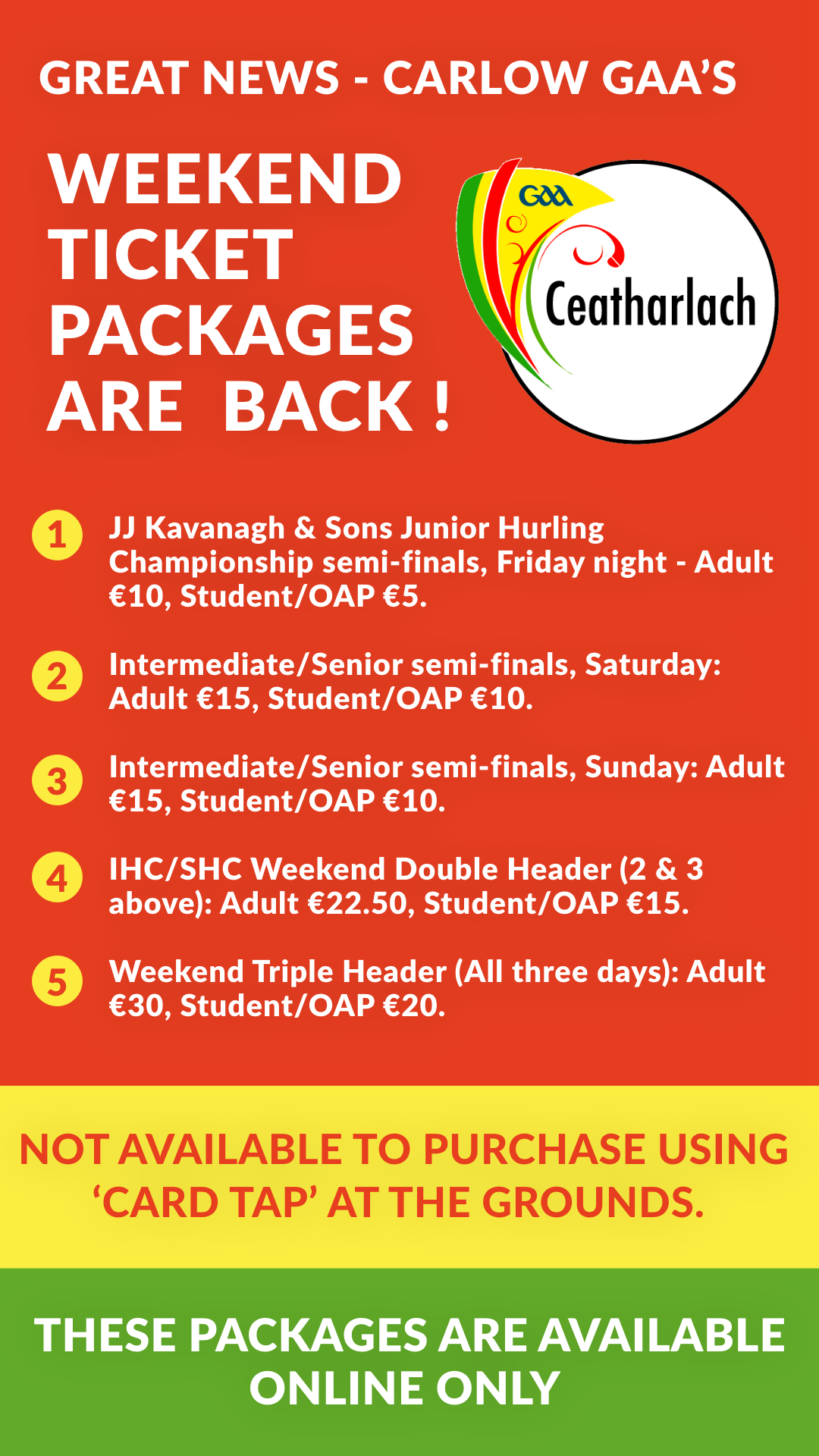 Instagram Story 1 -weekend ticket packages are back
