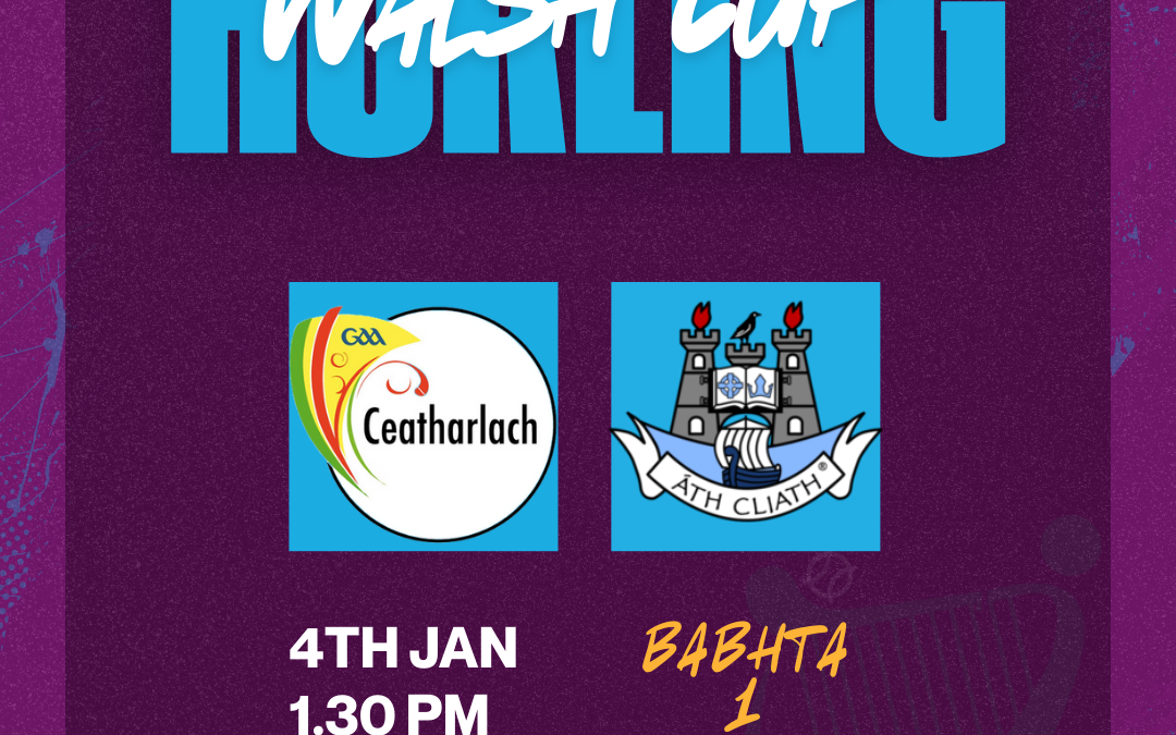 Walsh Cup, Senior Hurling: Carlow v Dublin, 4 January
